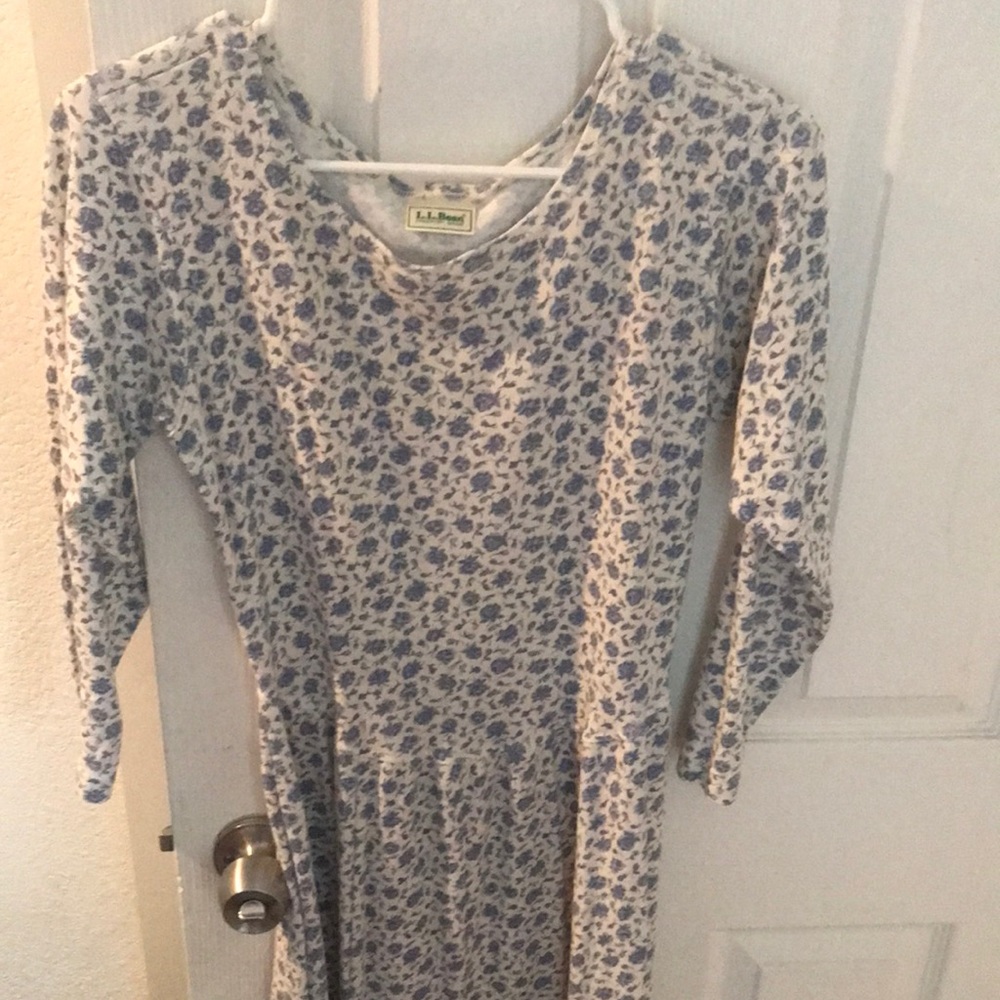 L.L. Bean soft blue rose dress